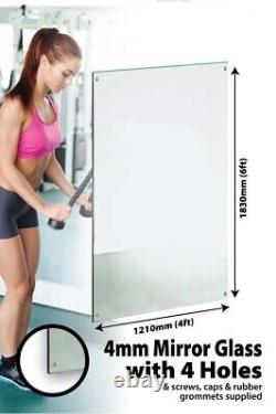 Large Mirror Glass With 4 Holes Home Gym Dance Studio Etc 6Ft X 4Ft 183 X 121cm