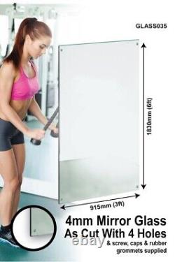 Large Mirror Glass With 4 Holes Home Gym Etc Safety Backed 6Ft X 3Ft 183 X 91cm