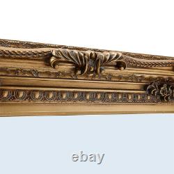 Large Mirror Gold Ornate Carved Wood Wall Mounted Full length 173 x 87 cm Long
