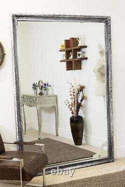Large Mirror Silver Leaner Full Length Wood Wall 6Ft7 X 4Ft7, 201 x 140cm