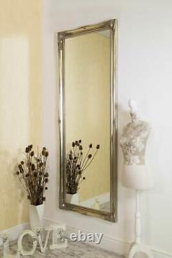 Large Mirror Silver Shabby Chic Ornate Full Length Wall 6Ft6 X 2Ft6 198cm X 75cm