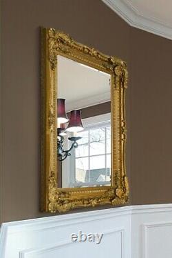 Large Mirror Vintage Style Abbey Gold Wall Rectangle Wood 4Ft X 3Ft 122x92cm