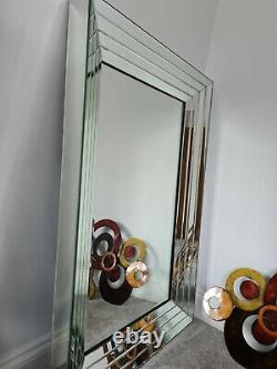 Large Modern Silver Full Length Bevelled Floor Wall Mirror 121cm x 81cm XL