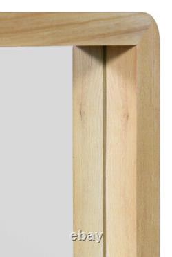 Large Oak Rounded Corner Leaner Wall Mirror 47 x 15.7 120x40cm MirrorOutlet