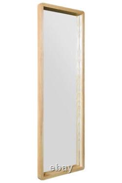 Large Oak Rounded Corner Leaner Wall Mirror 47 x 15.7 120x40cm MirrorOutlet