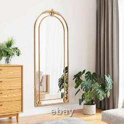 Large Ornate Gold Arched Full Length Wall Leaner Floor Mirror 180cm x80cm Mirror