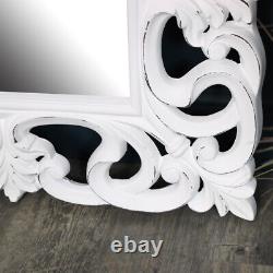 Large Ornate White Wall Floor Mirror full length vintage shabby chic distressed