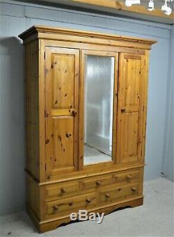 Large Pine Wardrobe With Drawers and Mirror Can Be Dismantled Delivery Available