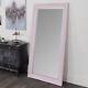 Large Pink Ornate Wall Floor Mirror Leaner Bedroom Full Length Tall Glamorous