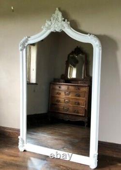 Large Pure Matt White Ornate French Full Length Dress Arch Leaner Mirror 7ft