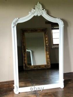 Large Pure Matt White Ornate French Full Length Dress Arch Leaner Mirror 7ft