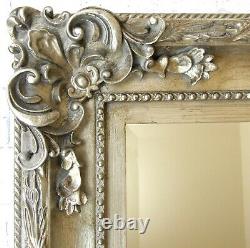 Large SILVER Shabby Chic antique Ornate Full Length Leaner Wall Mirror 175x84cm