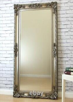 Large SILVER Shabby Chic antique Ornate Full Length Leaner Wall Mirror 175x84cm
