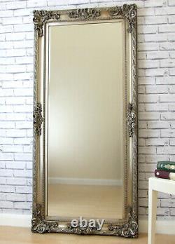 Large SILVER Shabby Chic antique Ornate Full Length Leaner floor Mirror 69x33