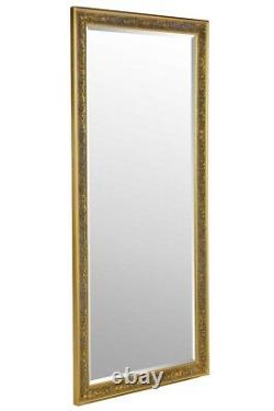 Large Shabby Full Length Leaner Long Gold Wall Mirror 5Ft4 X 2Ft5 163cm X 73cm