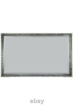 Large Silver Antique Full Length Wood Wall Mirror 6Ft7 X 4Ft7 201 x 140cm