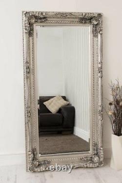 Large Silver Antique Style Wall Mirror Full Length 5Ft9 X 3Ft 175cm X 90cm