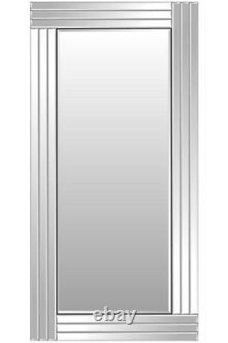 Large Silver Bevelled Full Length leaner Wall Mirror 5Ft8 X 2Ft9 174cm X 85cm