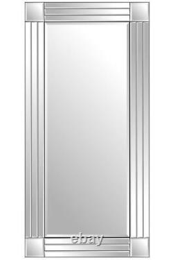 Large Silver Full Length Long Venetian Wall Mirror 5Ft9 X 2Ft9 174cm X 85cm