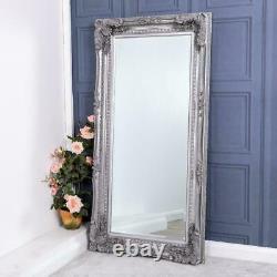 Large Silver Heavily Mirror Ornate Wall Full Length Vintage Chic 173cm x 87cm