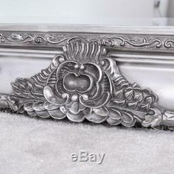 Large Silver Mirror Full Length Wall Heavily Ornate Bedroom Living Hallway