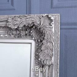 Large Silver Mirror Heavily Ornate Wall Full Length Vintage Chic 173cm x 87cm