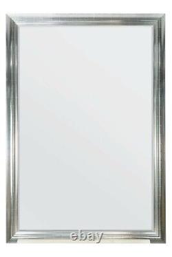 Large Silver Mirror Modern Wall Leaner Full Length Bevelled Mirror 203cm x 142cm