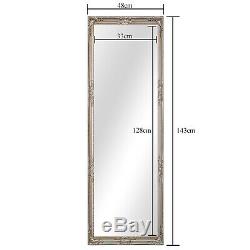 Large Silver Shabby Chic Full Length Leaner Floor Wall Mirror 48 x 143 cm New