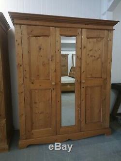 Large Solid Pine Full Hanging Length 2 Door Wardrobe FREE DELIVERY