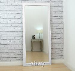 Large Vintage Full Length White Ornate Leaner Wall Hanging Mirror 160cm x 74cm