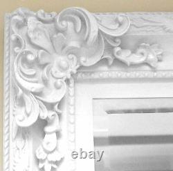 Large WHITE Shabby Chic antique Ornate Full Length Leaner floor Mirror 69 x 33