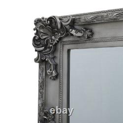 Large Wall Mirror Floor Leaning Carving Silver Frame Full Length Body 190 X 90cm