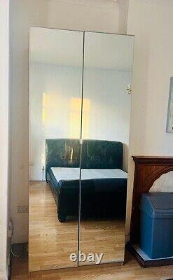 Large Wardrobe Double Doors Oak, Full Length Mirror, H 2m38, L 1m, D 61cm