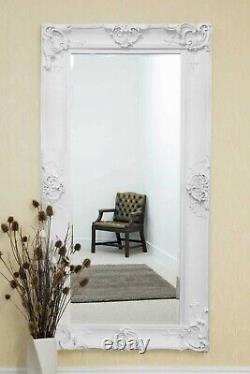 Large White Antique Full Length Wall / Leaner Bevelled Mirror 183x91cm RRP £280