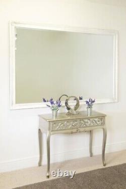 Large White Full Length Long Antique Wood Mirror 5ft7 x 3ft7 172cm x 111cm