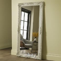 Large White Mirror Antique Wood Full Length Leaner Carved Wall Mirror Hall Decor