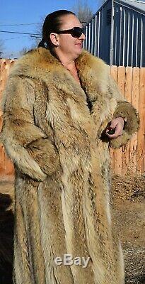 Large XL 42 Bust Fantastic Coyote Fur Women Full Length Coat