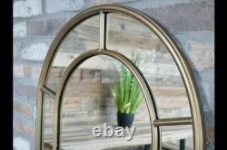 Large floor standing arched mirror Brushed metal window style Full Length