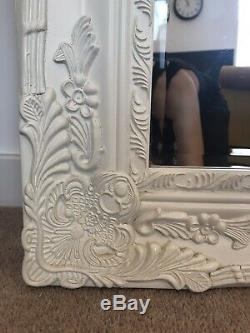 Large full length mirror, white wooden frame. Shabby chic. Free standing or hang