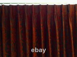 Large rich red velvet jaquard full length interlined pinch pleat curtains