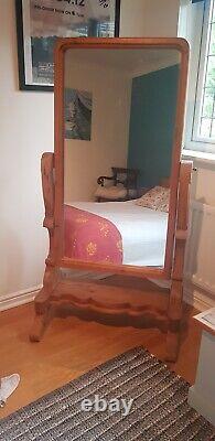 Large vintage pine full length cheval mirror