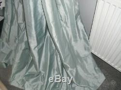Laura Ashley Dupion Silk Duck Egg Fully Lined Large Width Full Length Curtains S