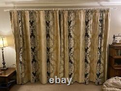 Laura Ashley Large Curtains Full Length Gold Grey Black Vittorio Thermal Lined