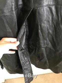 Loewe Black Leather Full Length Trench Coat L/XL Vintage EUC Mafia 80 Matrix