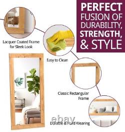 Long Oak Wall/Bathroom/Hallway Mirror Wooden Framed Full Length Large Mirror