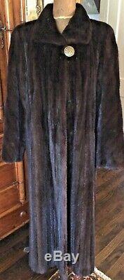 Louis Feraud Full Length Female Mink Coat, Mahogany, Sz L, Excellent Condition