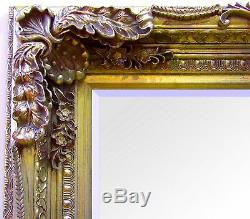 Louis X Large Shabby Chic Full Length Wall Leaner Floor Mirror Gold 176cm x 90cm
