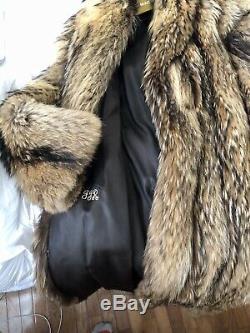 Luxurious Tanuki Fur Ladies Full Length Coat M/L