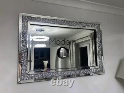 Luxury 120x80 crushed diamond wall mirror, Large Glitz sparkle wall mirror