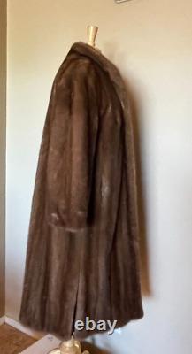 Luxury Custom Natural Brown Mink Coat Full Length Size Large